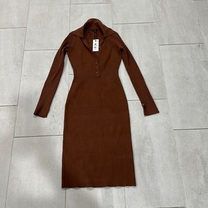 Midi knit collared dress, size medium